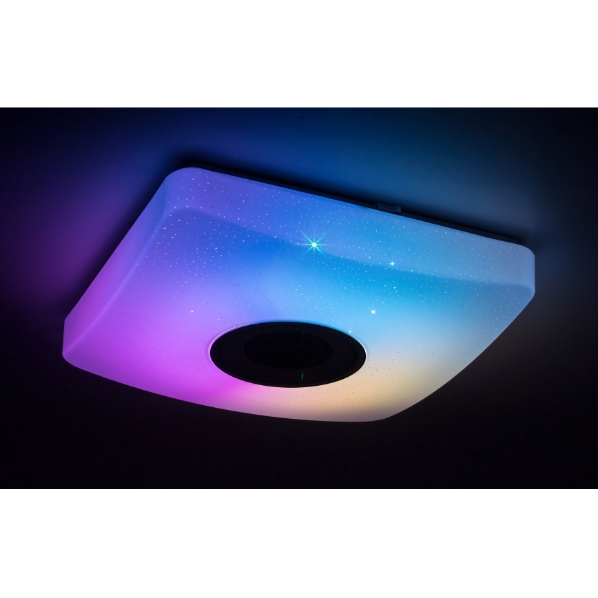 Rabalux - Plafonnier LED RVB dimmable avec haut-parleur LED/18W/230V 3000-6000K Bluetooth + télécommande 36,5x36,5 cm