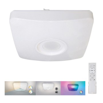 Rabalux - Plafonnier LED RVB dimmable avec haut-parleur LED/18W/230V 3000-6000K Bluetooth + télécommande 36,5x36,5 cm