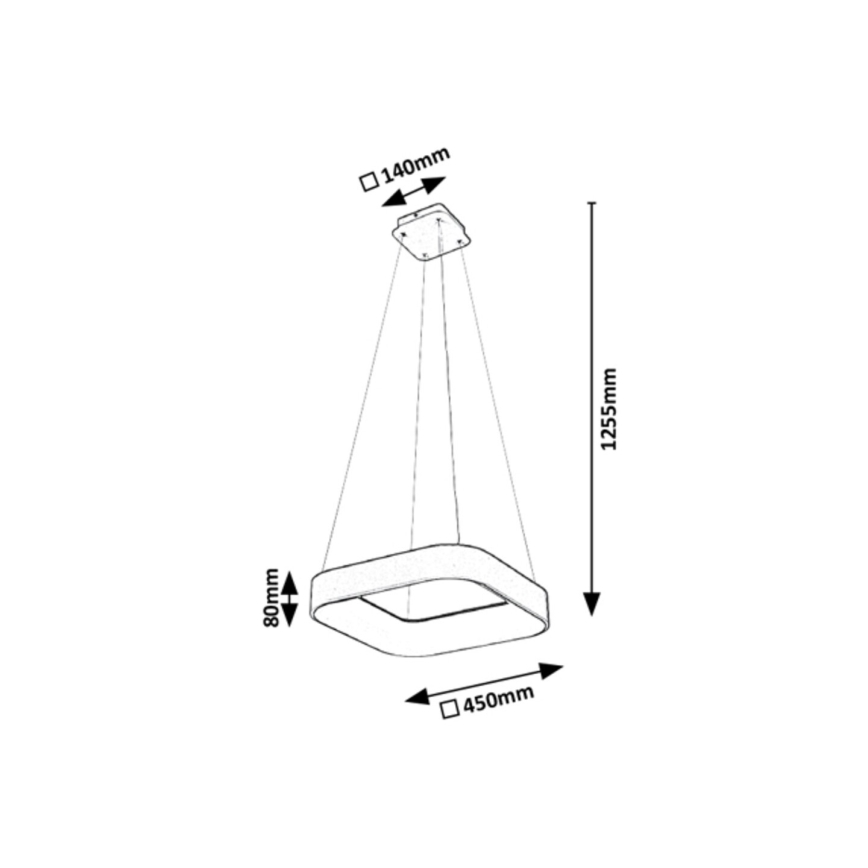 Rabalux - Suspension filaire à intensité variable LED/28W/230V carré 3000-6000K + télécommande
