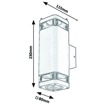 Rabalux - Zwarte buiten wandlamp 2x GU10 / 25W / 230V IP44