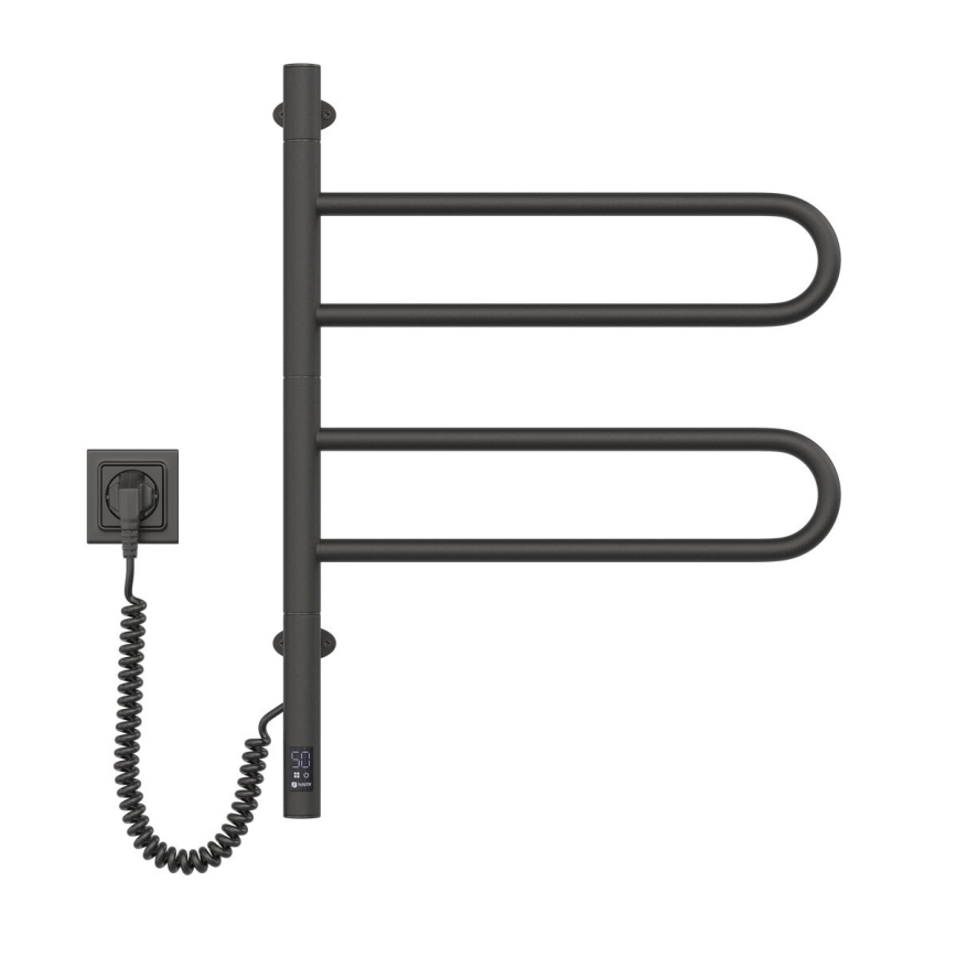 Radiateur sèche-serviettes électrique rotatif avec thermostat FOUETTE 128W/230V 64,6 cm IP44 noir
