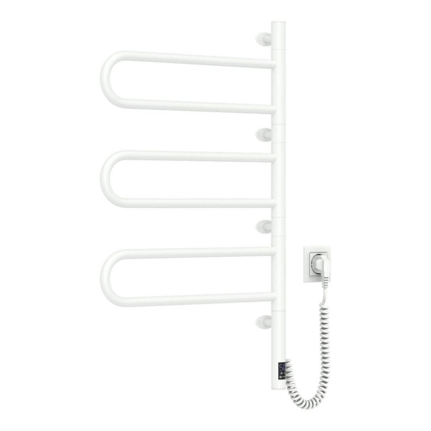 Radiateur sèche-serviettes électrique rotatif avec thermostat FOUETTE 185W/230V 81,8 cm IP44 blanc