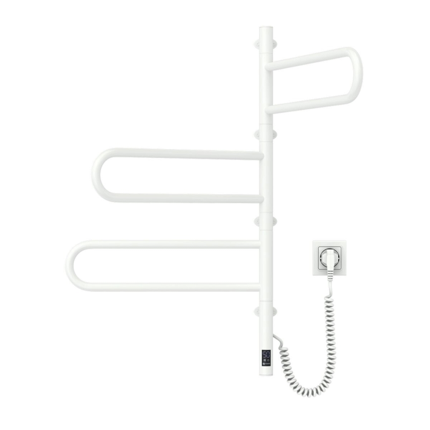 Radiateur sèche-serviettes électrique rotatif avec thermostat FOUETTE 185W/230V 81,8 cm IP44 blanc
