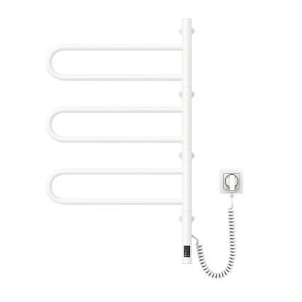 Radiateur sèche-serviettes électrique rotatif avec thermostat FOUETTE 185W/230V 81,8 cm IP44 blanc