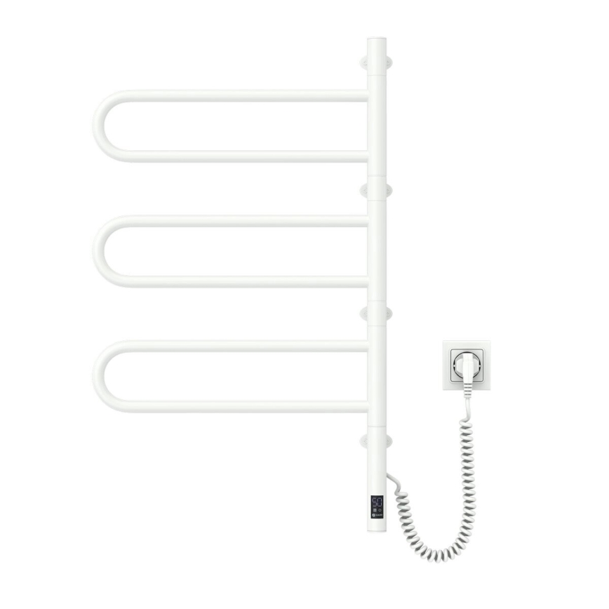 Radiateur sèche-serviettes électrique rotatif avec thermostat FOUETTE 185W/230V 81,8 cm IP44 blanc