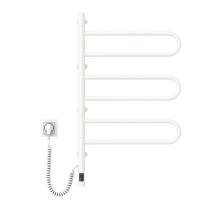 Radiateur sèche-serviettes électrique rotatif avec thermostat FOUETTE 185W/230V 81,8 cm IP44 blanc