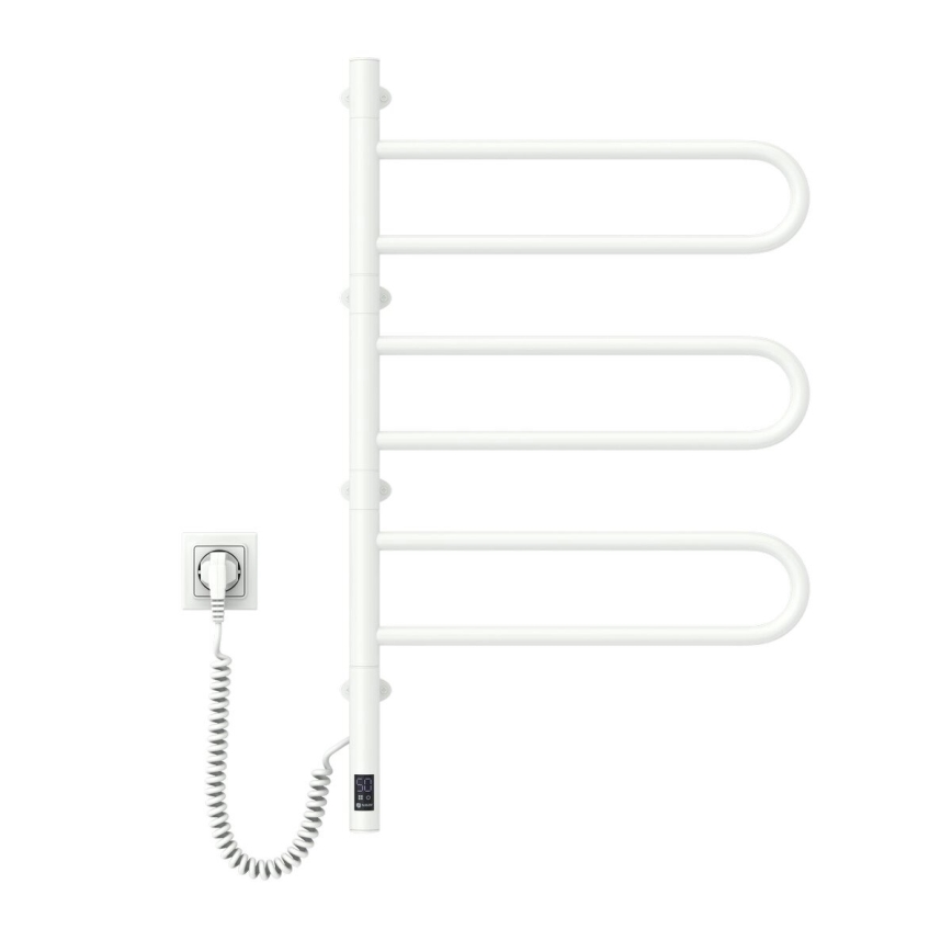 Radiateur sèche-serviettes électrique rotatif avec thermostat FOUETTE 185W/230V 81,8 cm IP44 blanc