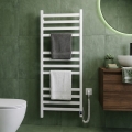 Radiateur sèche-serviettes pour salle de bains avec thermostat AVANGARD 227 W, 120 x 48 cm, blanc, côté droit