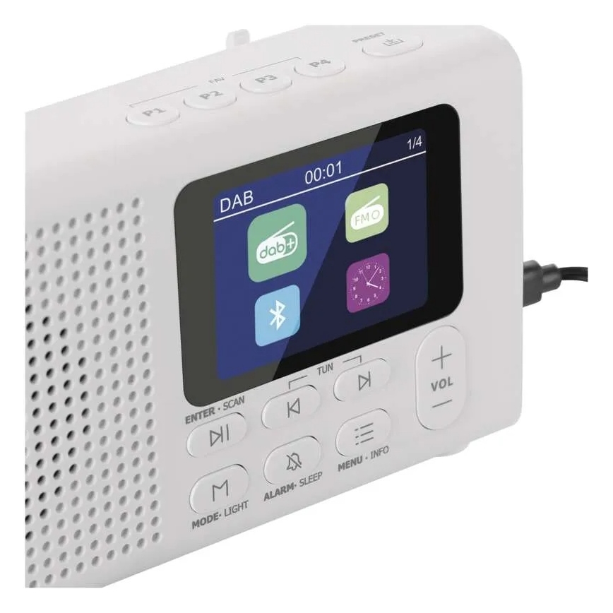 Radio DAB DAB+ FM 3W/5V/4xAA blanc