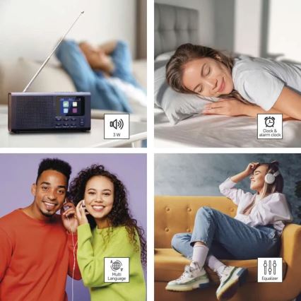 Radio DAB DAB+ FM 3W/5V/4xAA noir