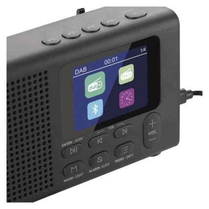 Radio DAB DAB+ FM 3W/5V/4xAA noir