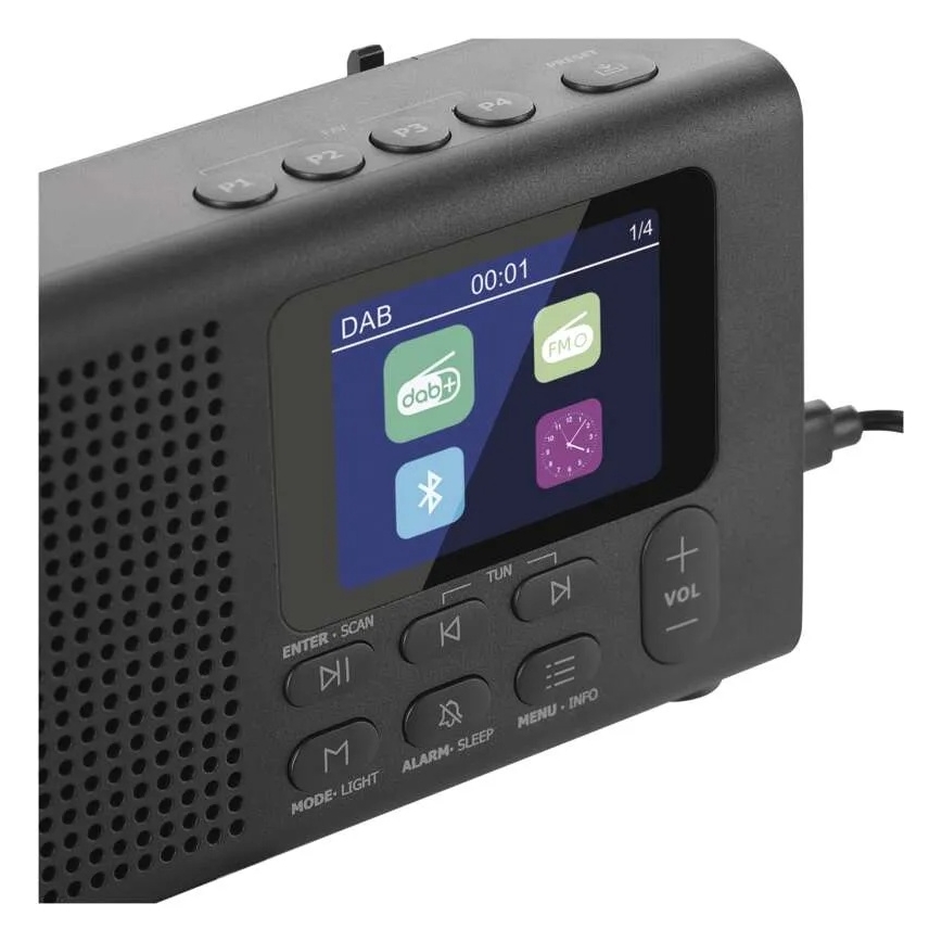 Radio DAB DAB+ FM 3W/5V/4xAA noir