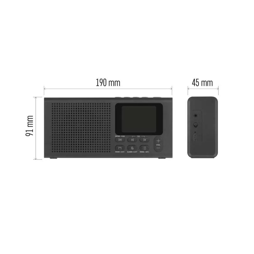 Radio DAB DAB+ FM 3W/5V/4xAA noir