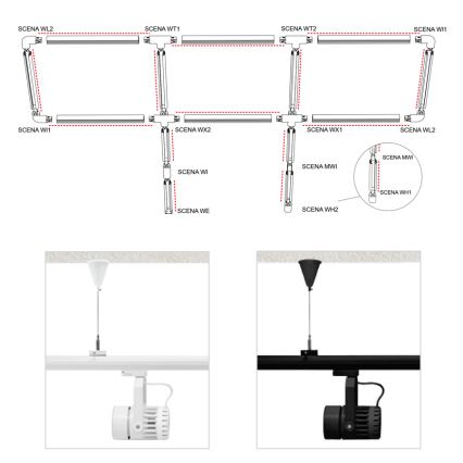 Raille cache câble avec connexion électrique SCENA TS blanc