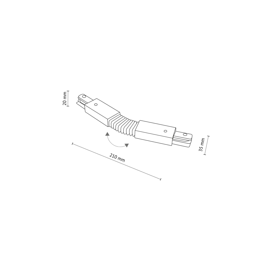Railsysteem eindkap 1-fase TRACER flexibel zwart