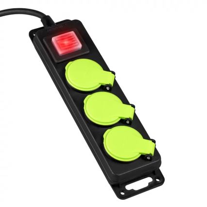Rallonge 5 m avec interrupteur — 3 prises, IP44