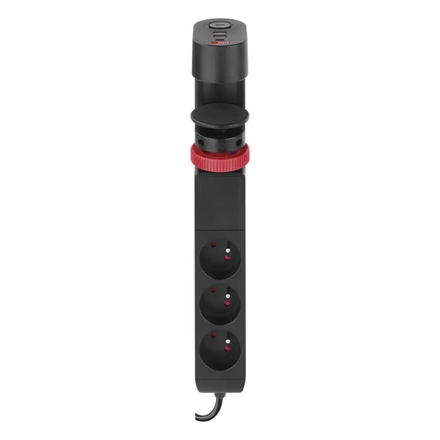 Rallonge avec fixation à la table 3Z + 3xUSB 1,5m noir