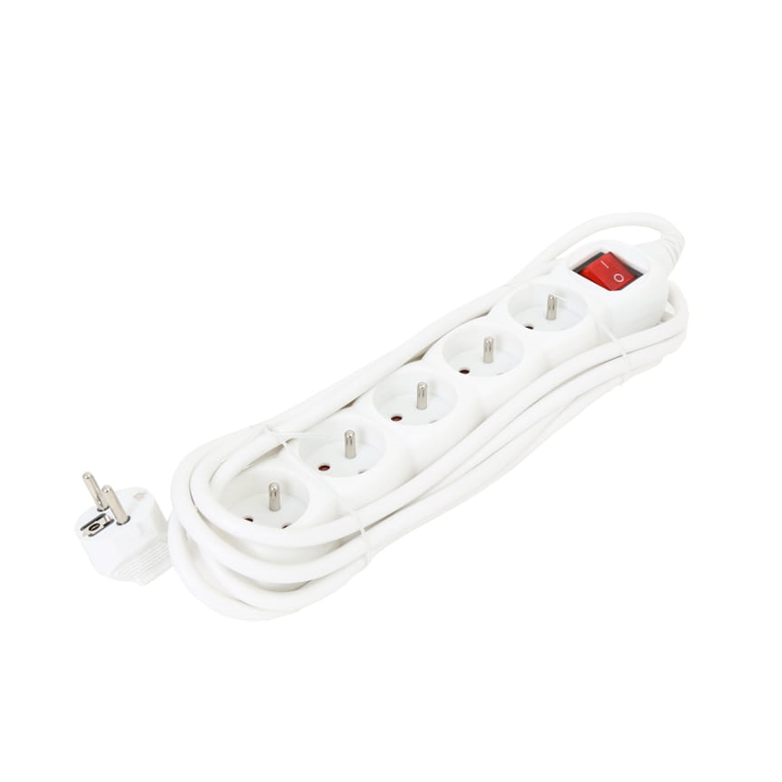 Rallonge avec interrupteur 5Z Type E 3m blanc