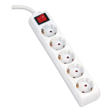 Rallonge avec interrupteur 5Z Type F 5m SCHUKO blanc