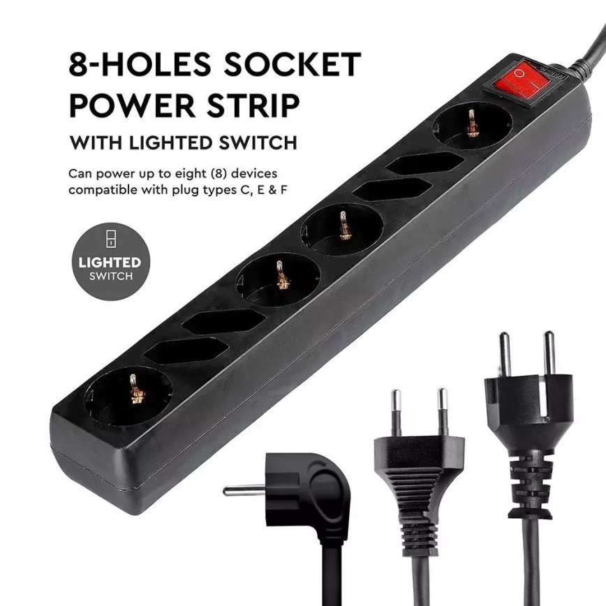 Rallonge avec interrupteur SCHUKO 8Z 1,5 m
