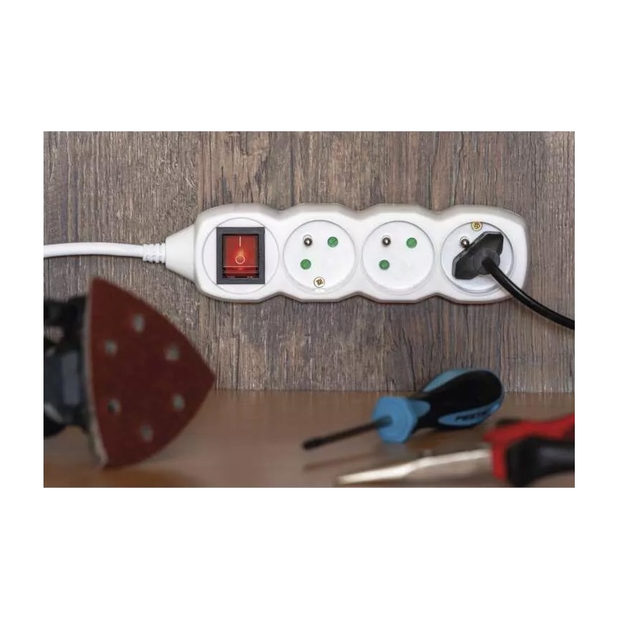 Rallonge avec un interrupteur 5Z 5m blanche