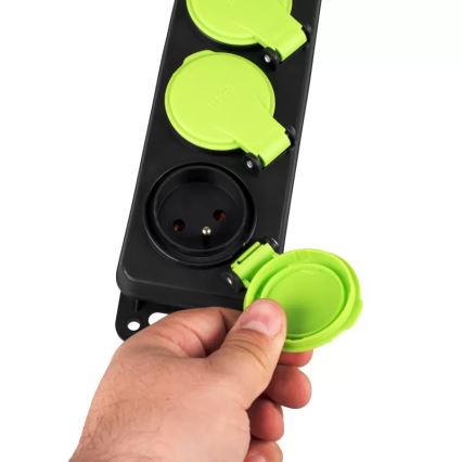 Rallonge électrique 10 m à 3 prises avec interrupteur, IP44