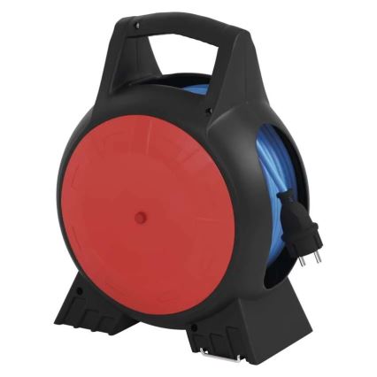Rallonge enrouleur 3 prises 20m rouge/noir IP44