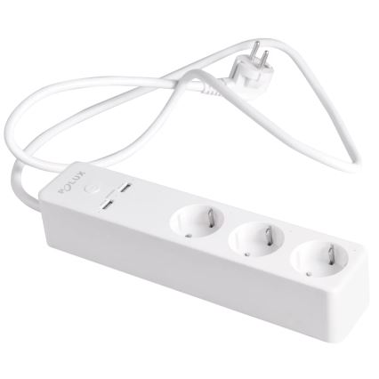 Rallonge SMART avec interrupteur 1,5m + 2xUSB/Wi-Fi Tuya SCHUKO