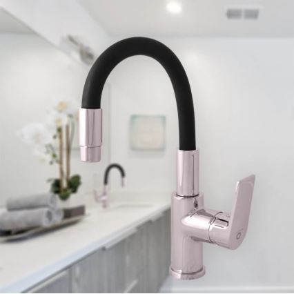 RAV Slezák CO119.0/15 - COLORADO keukenkraan met flexibele uitloop, 25 cm, zwart/glanzend chroom