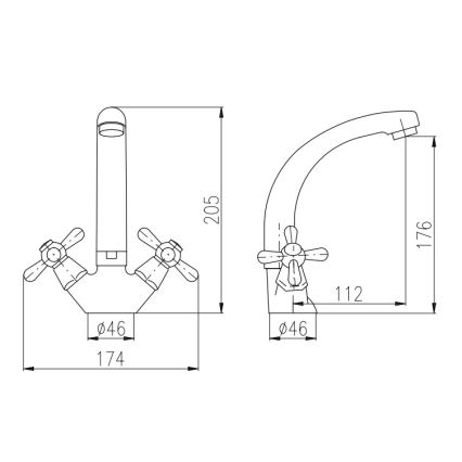 RAV Slezák MK120.0/2 - Wastafelmengkraan MORAVA 20,5 cm glanzend chroom