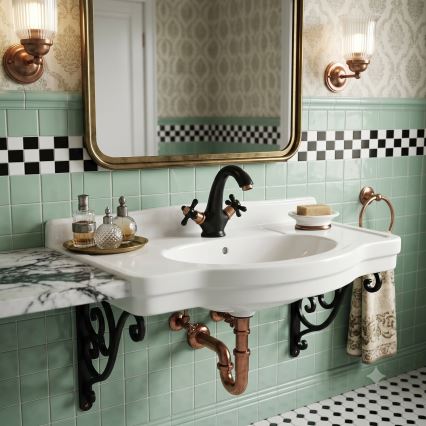 RAV Slezák MK128.0CMATSM - Mitigeur pour lavabo MORAVA RETRO 16 cm noir/laiton
