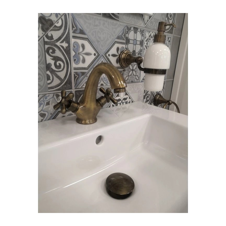RAV Slezák MK128.0SM - Mitigeur de lavabo MORAVA RETRO 16 cm, finition laiton vieilli