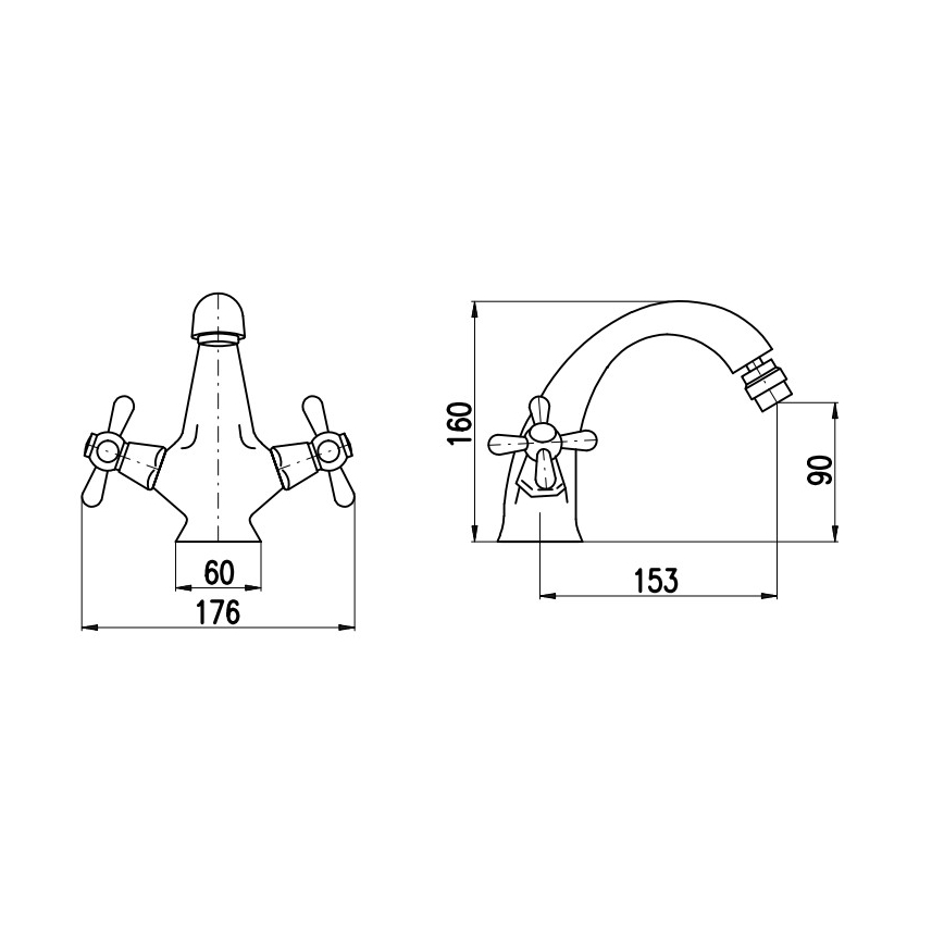 RAV Slezák MK143.0SM - Mitigeur pour bidet + vidage MORAVA RETRO 16 cm laiton patiné