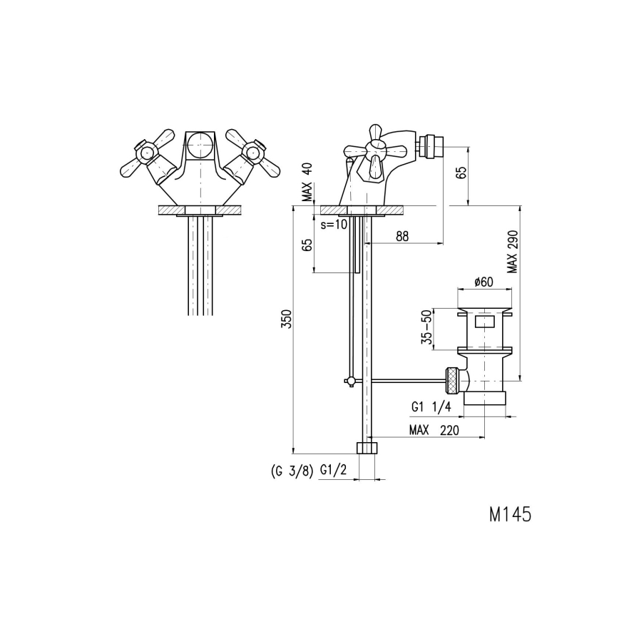 RAV Slezák MK145.0 - Mitigeur pour bidet + bonde MORAVA 6,5 cm chromé brillant