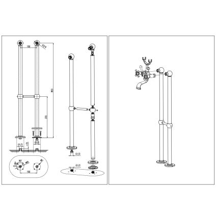 RAV Slezák MK150.5/2CMATSM - Badset met mengkraan MORAVA RETRO, zwart/messing