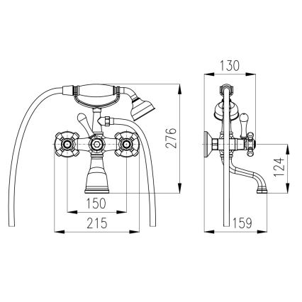 RAV Slezák MK159.5/2SM - Badset met mengkraan MORAVA RETRO, antiek messing