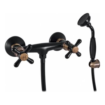 RAV Slezák MK180.5/1CMATSM - Ensemble de douche avec mitigeur MORAVA RETRO noir/laiton