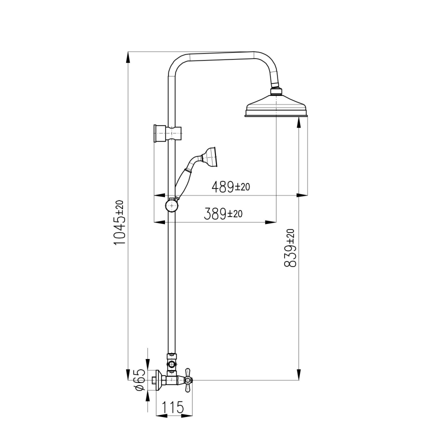 RAV Slezák MK181.5/7CMATSM - Ensemble de douche avec mitigeur MORAVA RETRO, noir/laiton