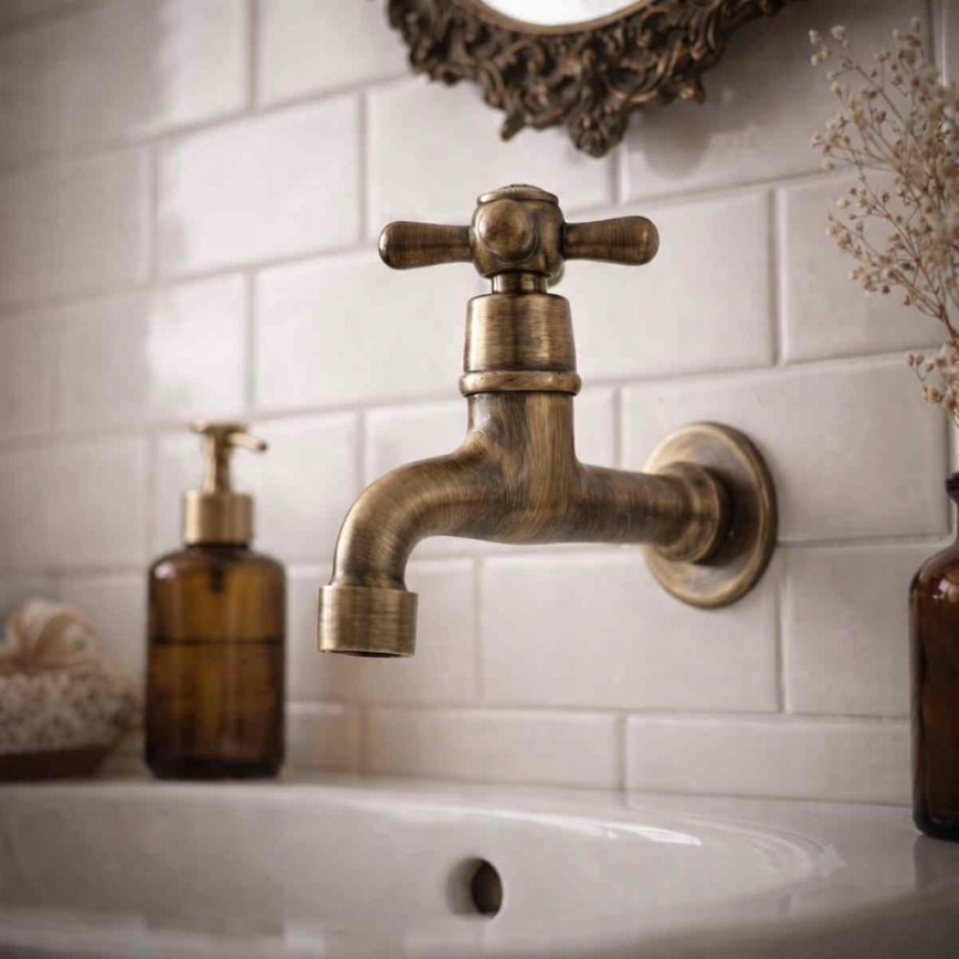RAV Slezák MK193SM - Mitigeur pour lavabo MORAVA RETRO 11,8 cm, laiton vieilli