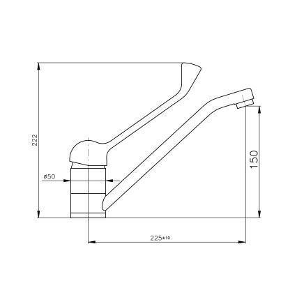 RAV Slezák MS605.0 - Wastafelmengkraan met medische hendel MISSISSIPPI 22,2 cm glanzend chroom