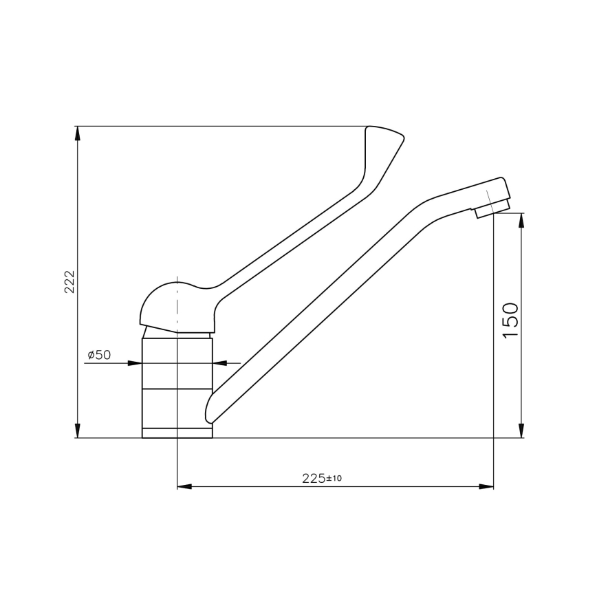 RAV Slezák MS605.0 - Wastafelmengkraan met medische hendel MISSISSIPPI 22,2 cm glanzend chroom
