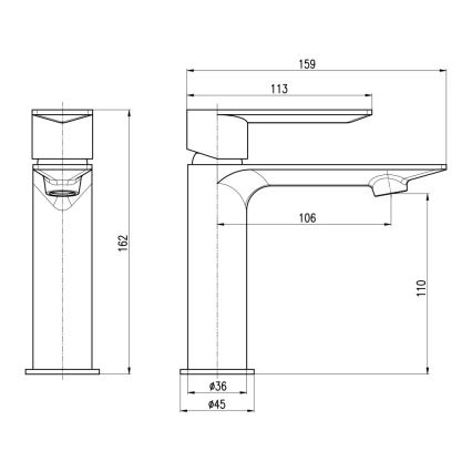 RAV Slezák NL126.0MGK - Mitigeur pour lavabo NIL 16,2 cm, gris brossé