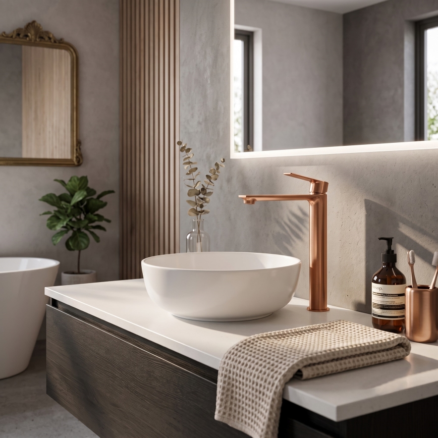 RAV Slezák NL130.0ZRK - Mitigeur de lavabo NIL 31,2 cm, finition or rose brossé