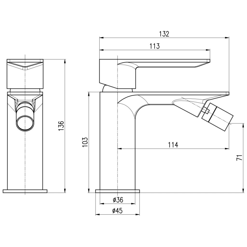 RAV Slezák NL144.0ZK - Mitigeur pour bidet NIL 13,6 cm, finition dorée brossée