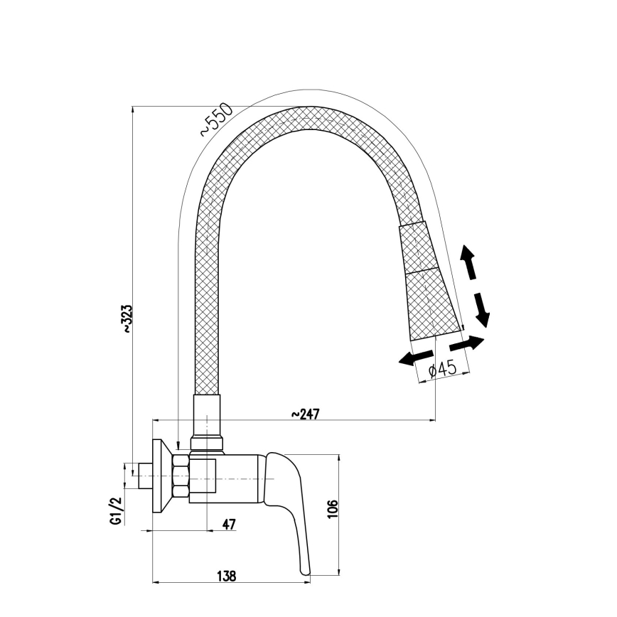 RAV Slezák SA002.5/13CB - Keukenkraan SAZAVA 32,3 cm wit/glanzend chroom