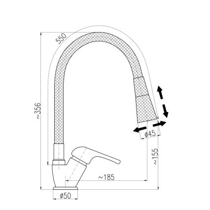 RAV Slezák SA006.0/13CB - Keukenkraan met flexibele uitloop SAZAVA 35,6 cm wit/glanzend chroom