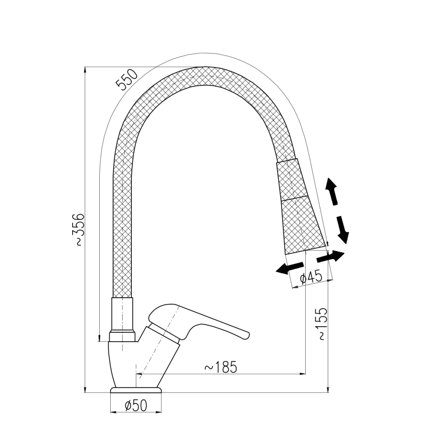 RAV Slezák SA006.0/13S - Mitigeur d'évier SAZAVA 35,6 cm à bec flexible, gris/chrome brillant
