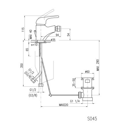 RAV Slezák SA045.0 - Bidetmengkraan + uitloop SAZAVA 11,5 cm glanzend chroom