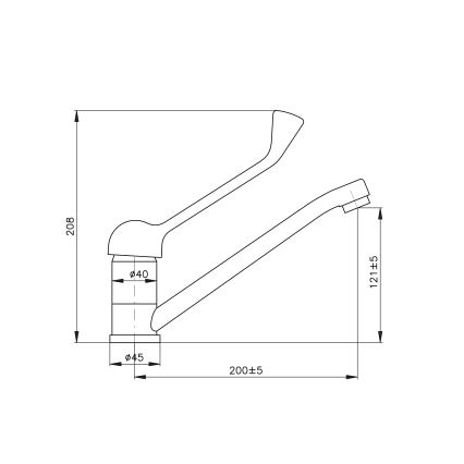RAV Slezák SA605.0 - Wastafelmengkraan SAZAVA met medische hendel, 20,8 cm, glanzend chroom