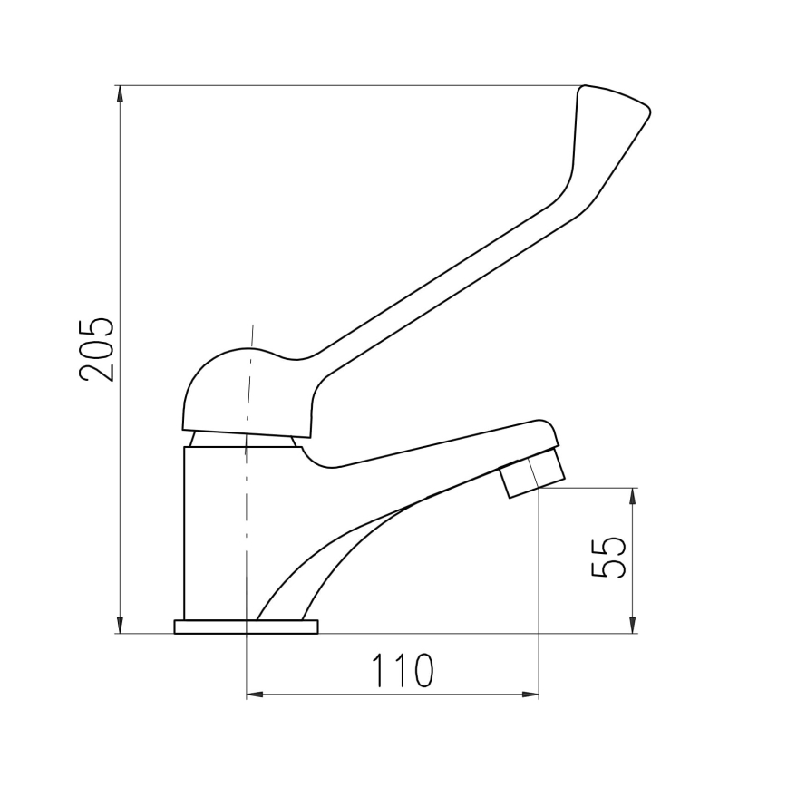 RAV Slezák SA626.0 - Wastafelmengkraan met medische hendel SAZAVA 20,5 cm glanzend chroom
